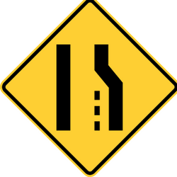 Road gets narrow on the right side