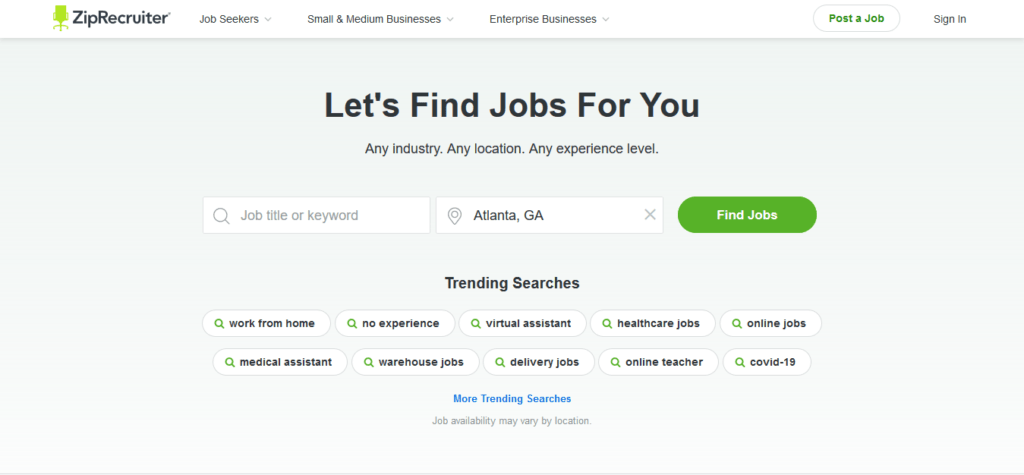 ziprecruiter job search website