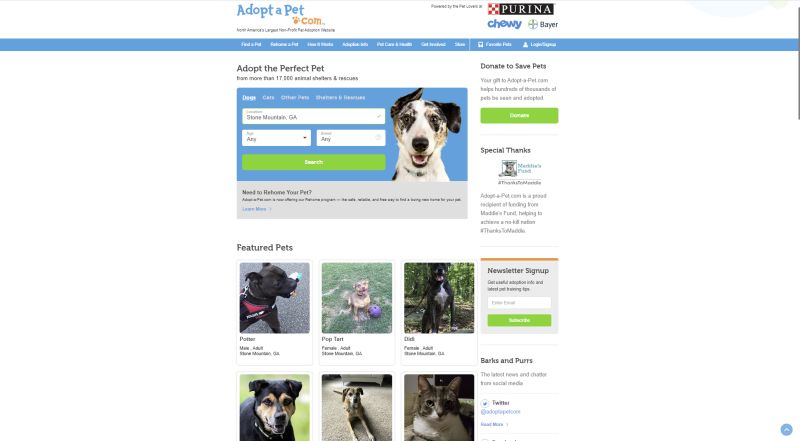 adopt-a-pet website